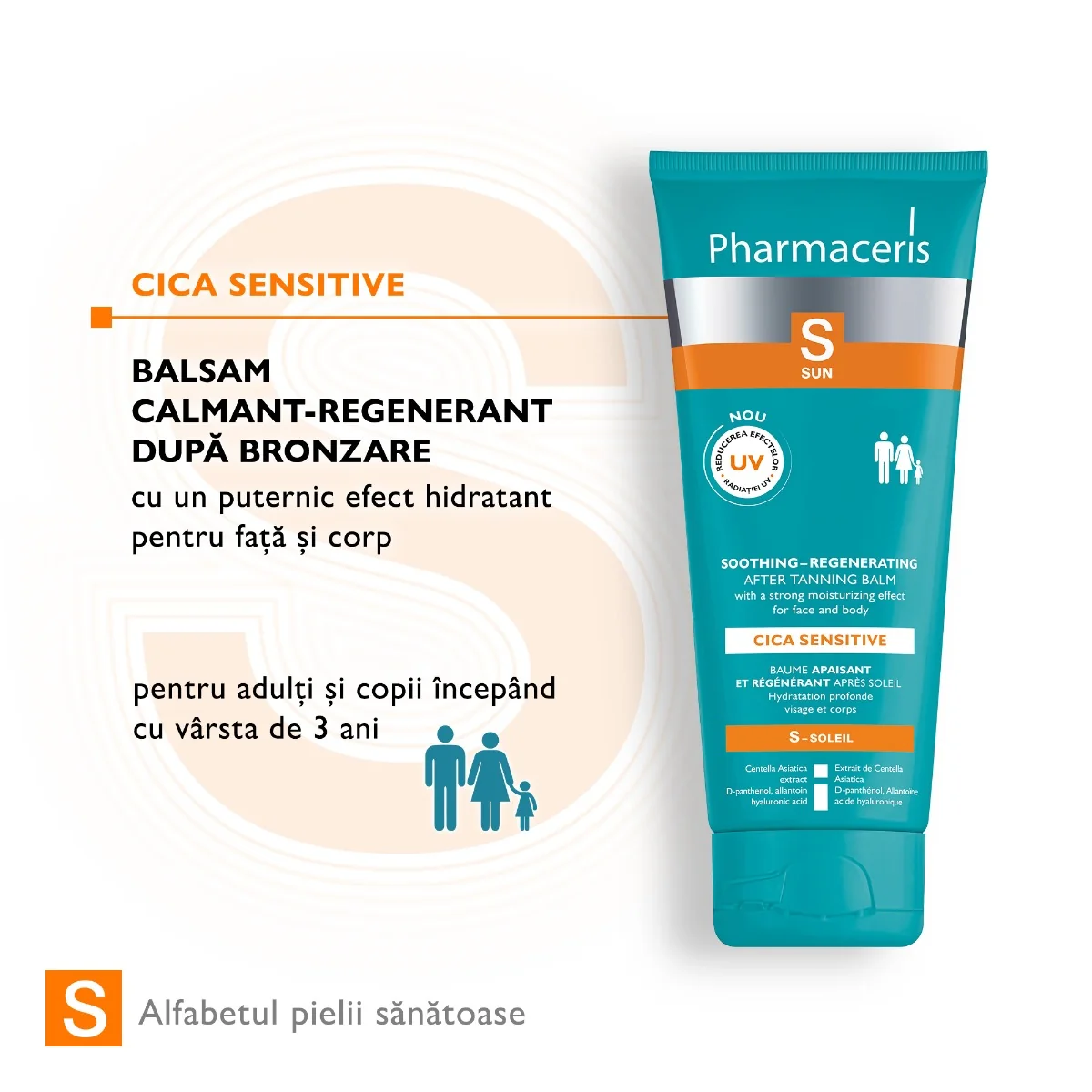 Balsam calmant si regenerant dupa plaja Cica Sensitive, 200ml, Pharmaceris