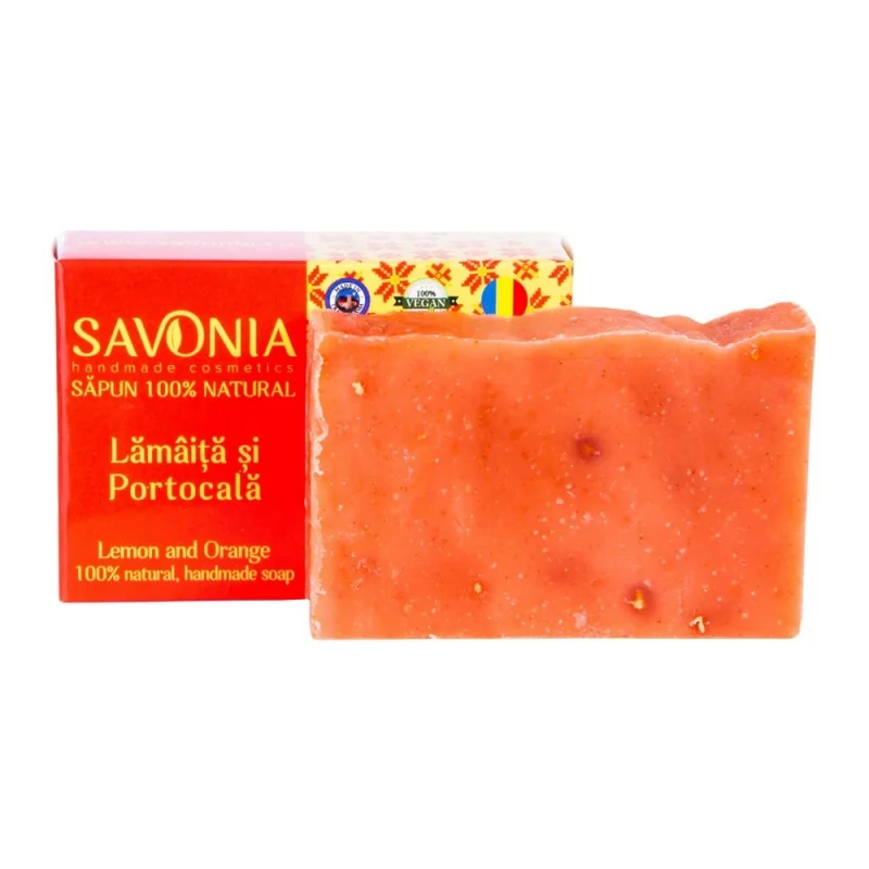 Sapun natural pentru fata si corp Lamaita si Portocala, 90g, Savonia