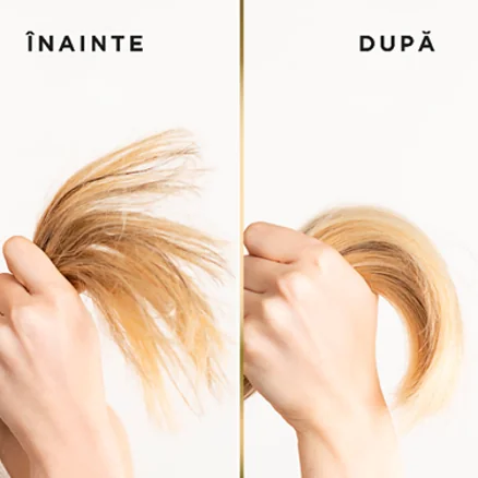 Comparatie inainte si dupa utilizarea Pantene Pro-V Hydra Glow, evidentiind hidratarea si aspectul neted al parului. Comparatie inainte si dupa utilizarea Pantene Pro-V Hydra Glow, evidentiind hidratarea si aspectul neted al parului.