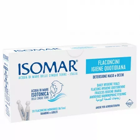 Picaturi pentru nas si ochi cu apa de mare izotonica, 20 monodoze x 5ml, Isomar 