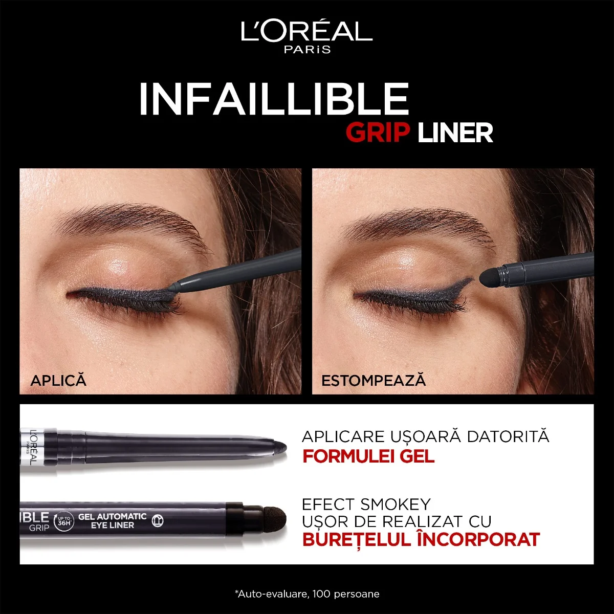 Creion mecanic de ochi gel Infaillible 36H Grip Taupe Grey, 1.2g, L'Oreal Paris