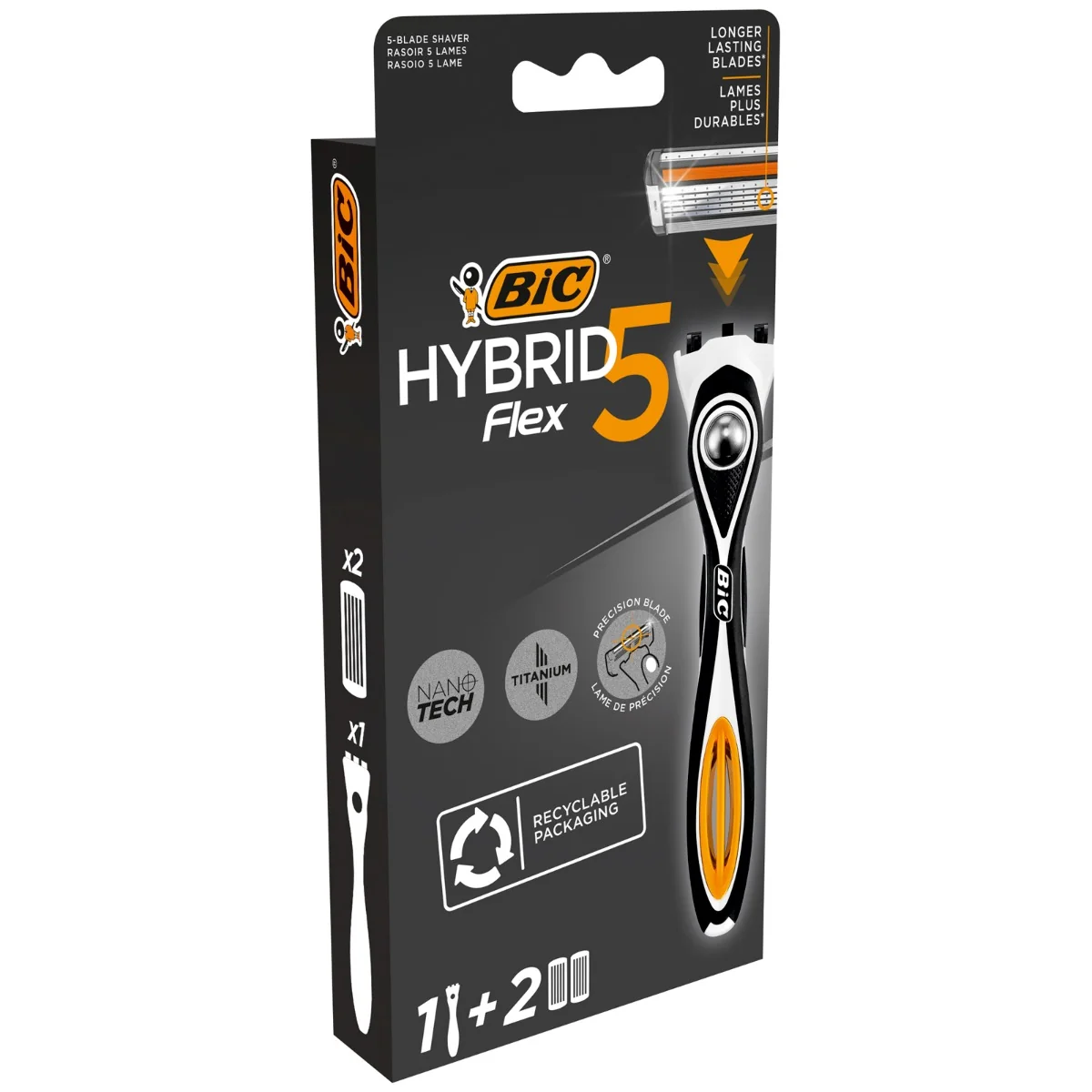 Pachet Aparat de ras Hybrid Flex 5 + Rezerve 2 bucati, BIC
