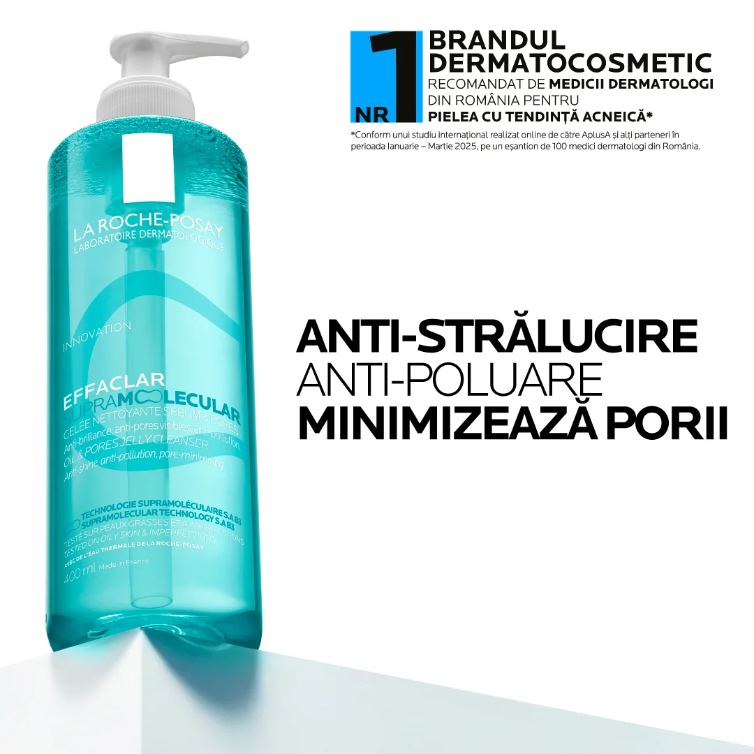 Gel de curatare pentru excesul de sebum si porii vizibili Effaclar Supramolecular, 400ml, La Roche-Posay