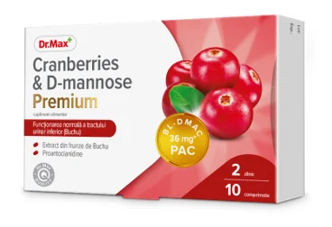 Dr. Max Cranberries & D-mannose Premium, 10 comprimate 