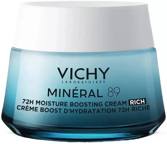 Crema intens hidratanta 72h cu acid hialuronic si niacinamida pentru ten uscat Mineral 89, 50ml, Vichy