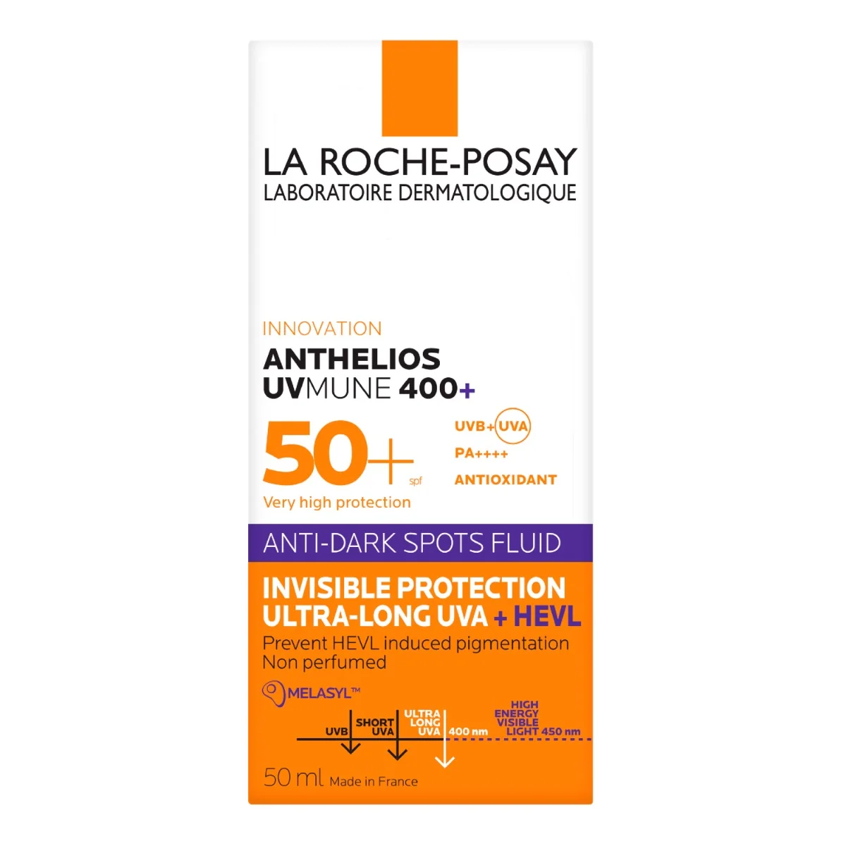 Fluid anti-pete pigmentare cu SPF50+ Anthelios UVMUNE 400+ HEVL, 50ml, La Roche-Posay