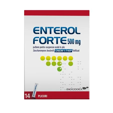 Enterol Forte 500 mg pulbere pentru suspensie orala, 14 plicuri, Biocodex