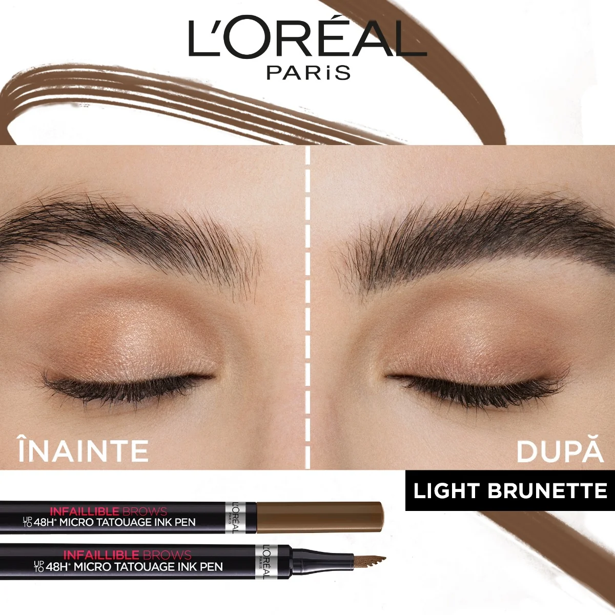 Creion de sprancene cu efect de micropigmentare Infaillible 48H 5 Light Brunette, 6g, L'Oreal Paris
