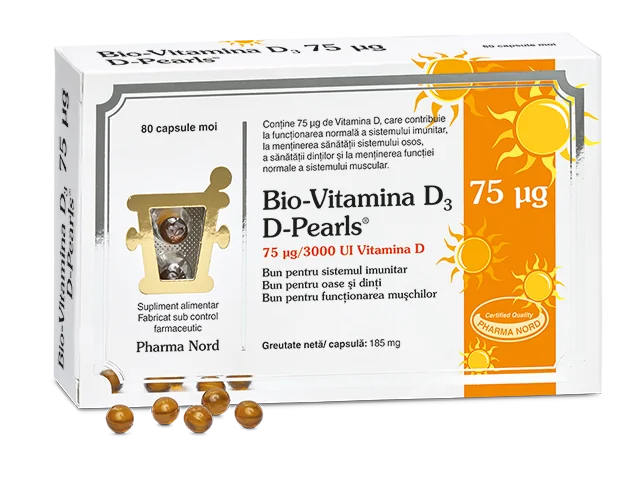 D-Pearls Bio-Vitamina D3, 80 capsule, Pharma Nord