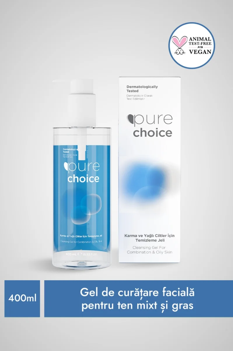 Gel de curatarea faciala pentru ten mixt si gras, 400ml, Pure Choice
