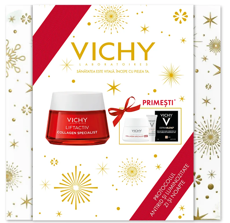 Pachet XMAX 2023 Liftactiv Collagen Specialist Crema de zi antirid 50ml + Liftactiv Crema de noapte 15ml, Vichy