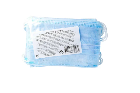 Masti chirurgicale cu 3 straturi pentru copii, set 10 bucati, Aveuro International