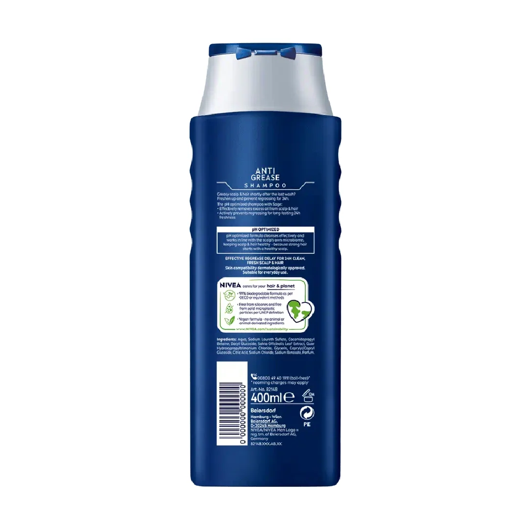 Sampon pentru barbati Anti-Grease, 400ml, Nivea