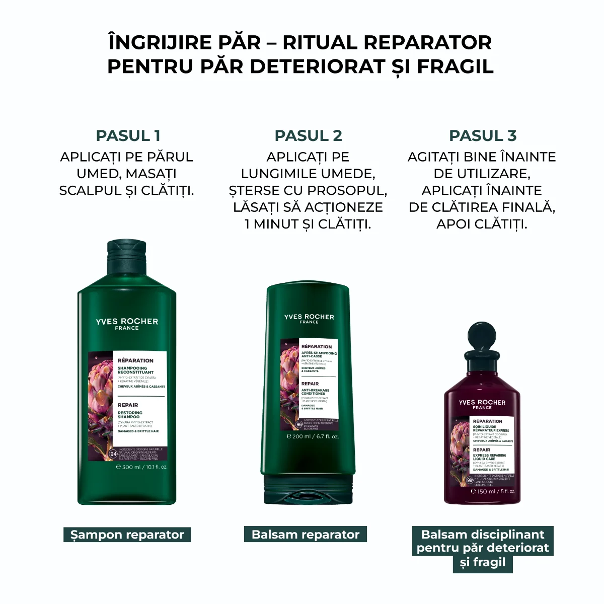 Sampon reparator pentru par, 300ml, Yves Rocher