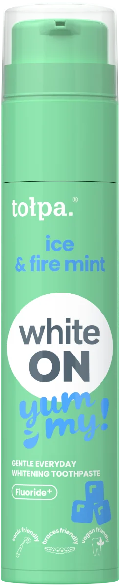 Pasta de dinti cu aroma de menta Ice & Fire White On Yummy, 60g, Tolpa