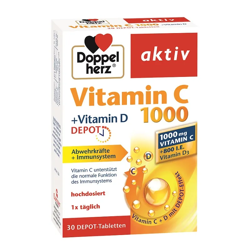 Vitamina C 1000 + Vitamina D Depot, 30 comprimate, Doppelherz