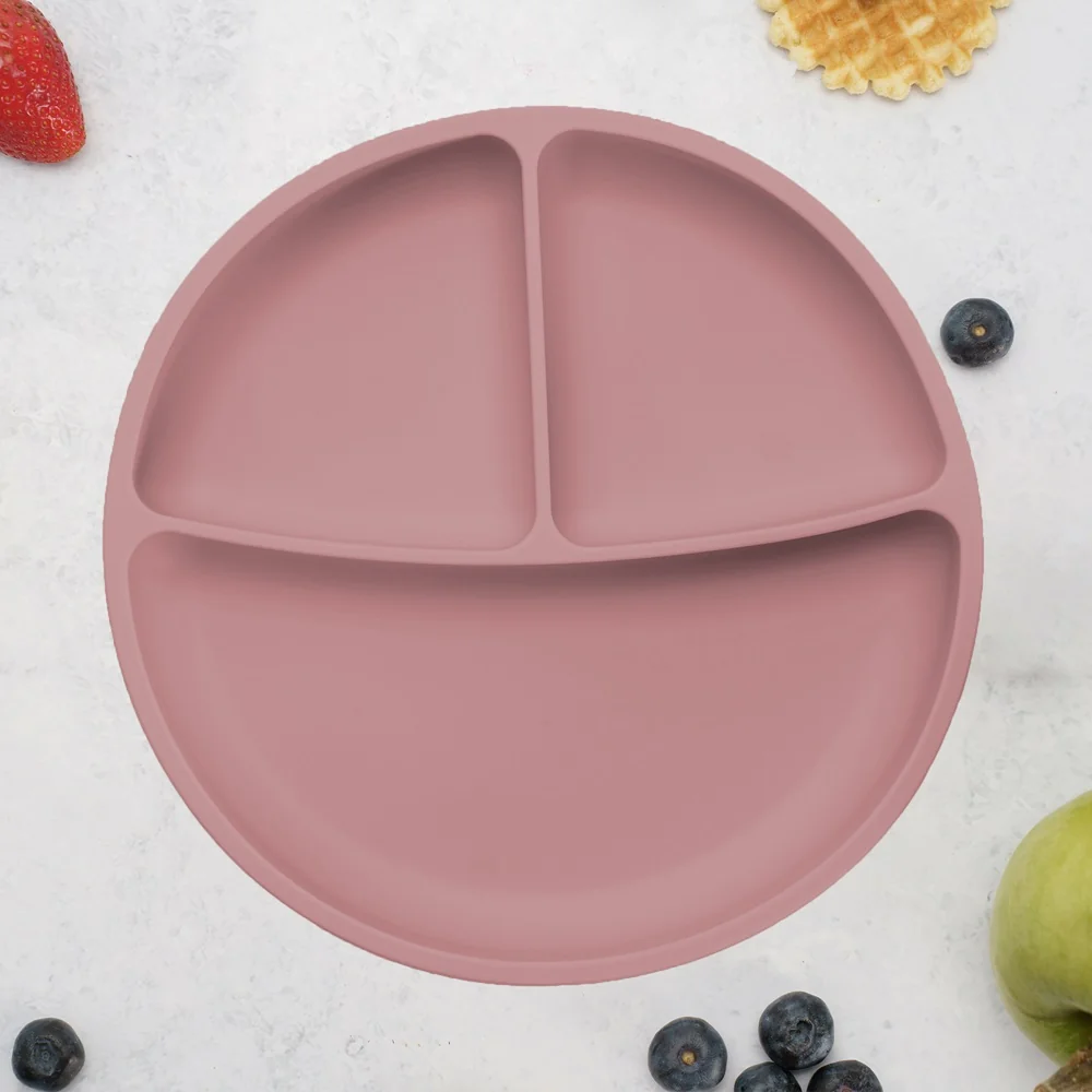 Farfurie compartimentata din silicon cu ventuza Old Rose 6 luni+, 1 bucata, Appekids