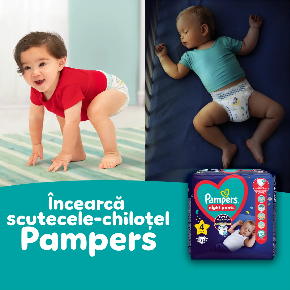 Scutece-chilotel Pants Marimea 6 pentru 13-19 kg, 44 bucati, Pampers