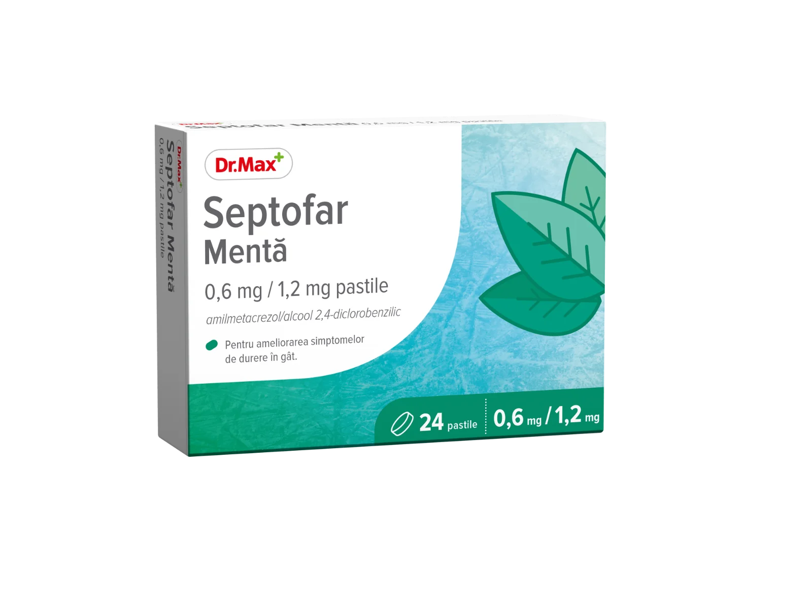 Dr.Max Septofar Menta 0,6mg/1,2mg, 24 pastile​