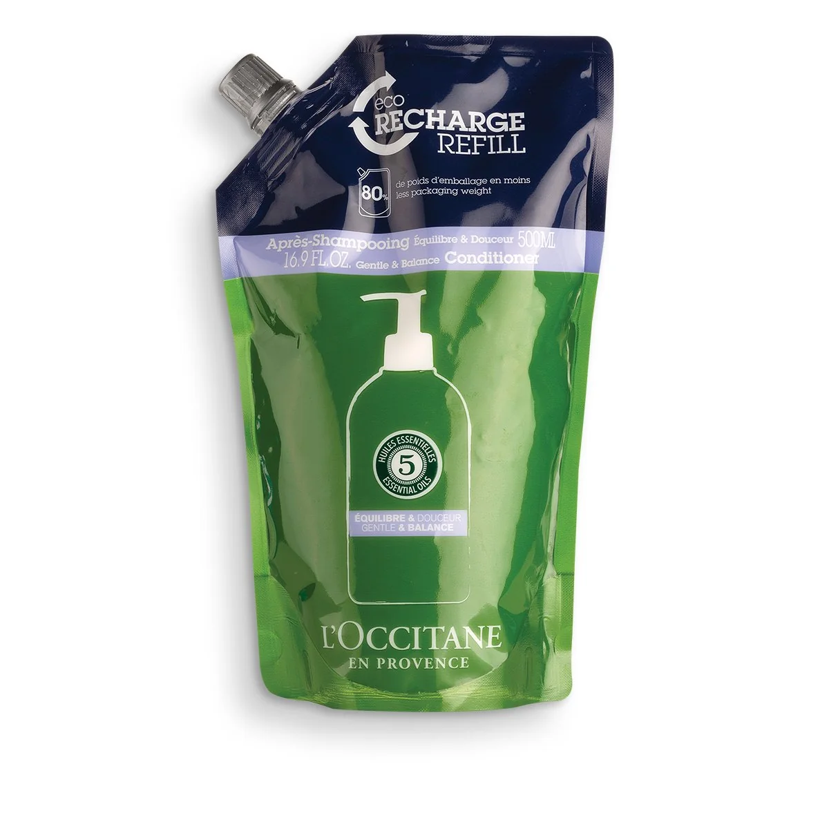 Rezerva balsam pentru par cu efect echilibrant Gentle & Balance format mare, 500ml, L'Occitane