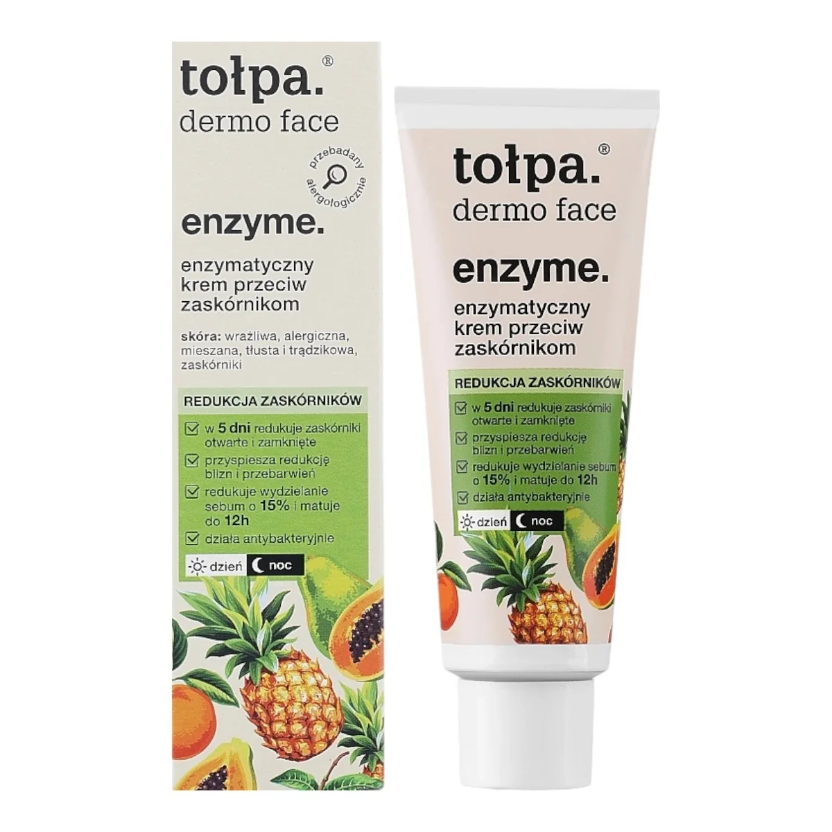 Crema pentru ten mixt si gras cu puncte negre Dermo Face Enzyme, 40ml, Tolpa