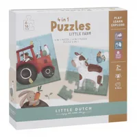 Puzzle 4 in 1 din carton FSC Little Farm, 1 bucata, Little Dutch