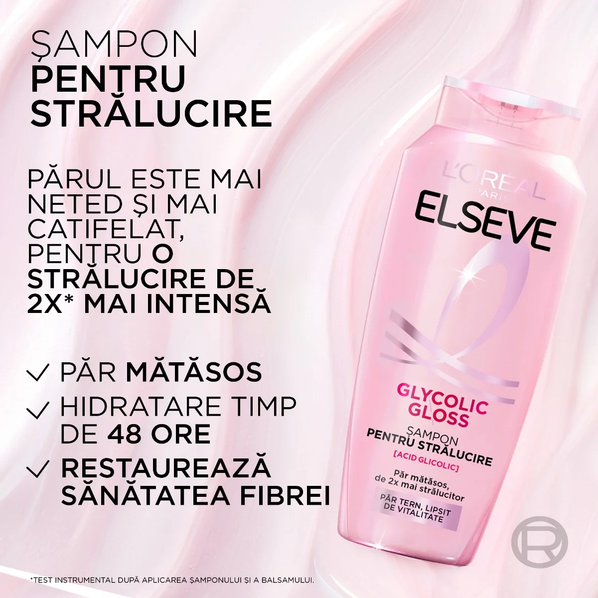 Sampon pentru stralucirea parului Glycolic Gloss, 400ml, Eleseve 