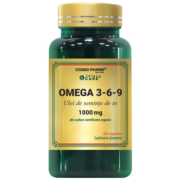 Omega 3-6-9 Ulei seminte de in 1000mg, 60 capsule, Cosmopharm