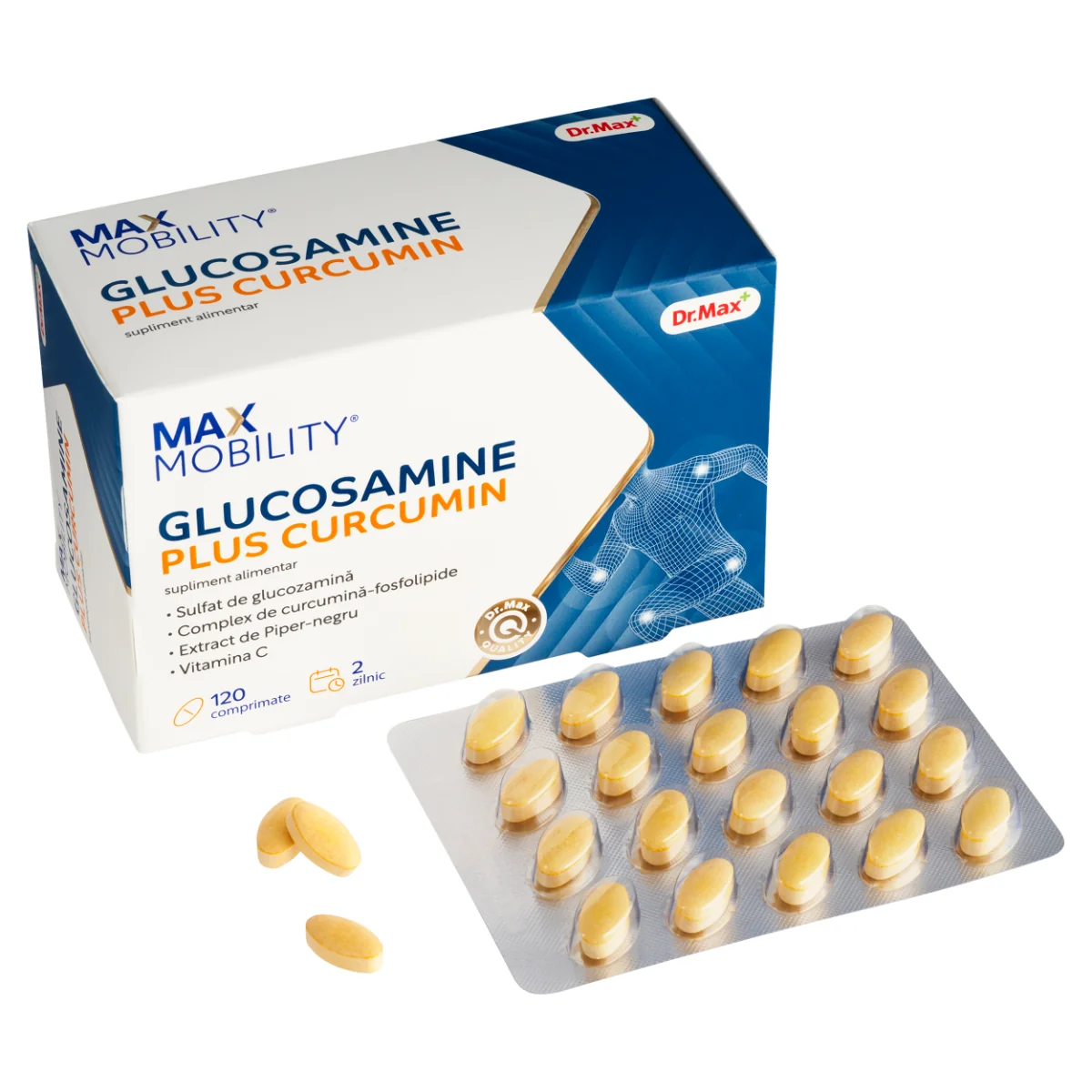 Dr. Max Glucosamine Plus Curcumin, 120 comprimate filmate