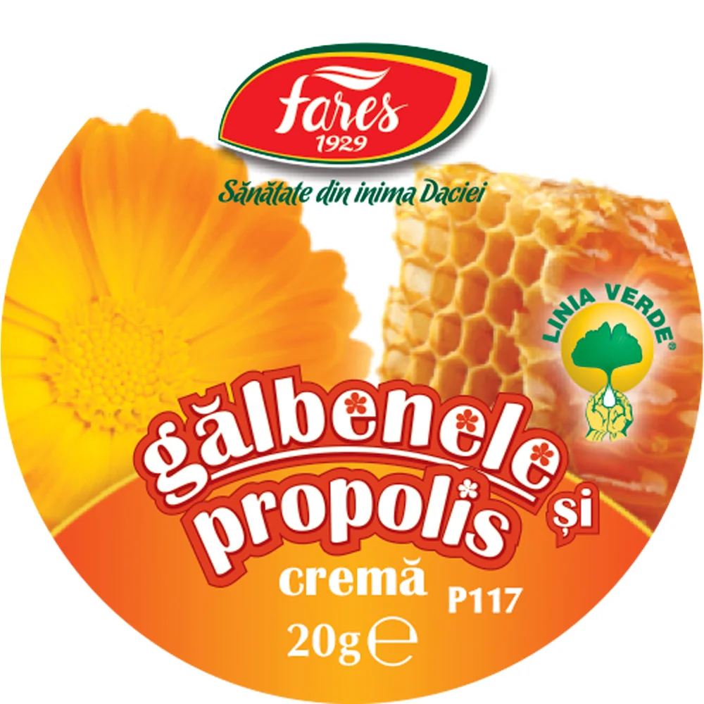 Crema de galbenele si propolis P117, 20g, Fares