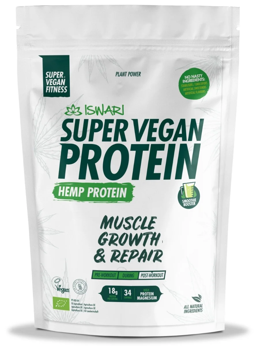 Proteina Super Vegana bio din canepa, 1200g, Iswari 