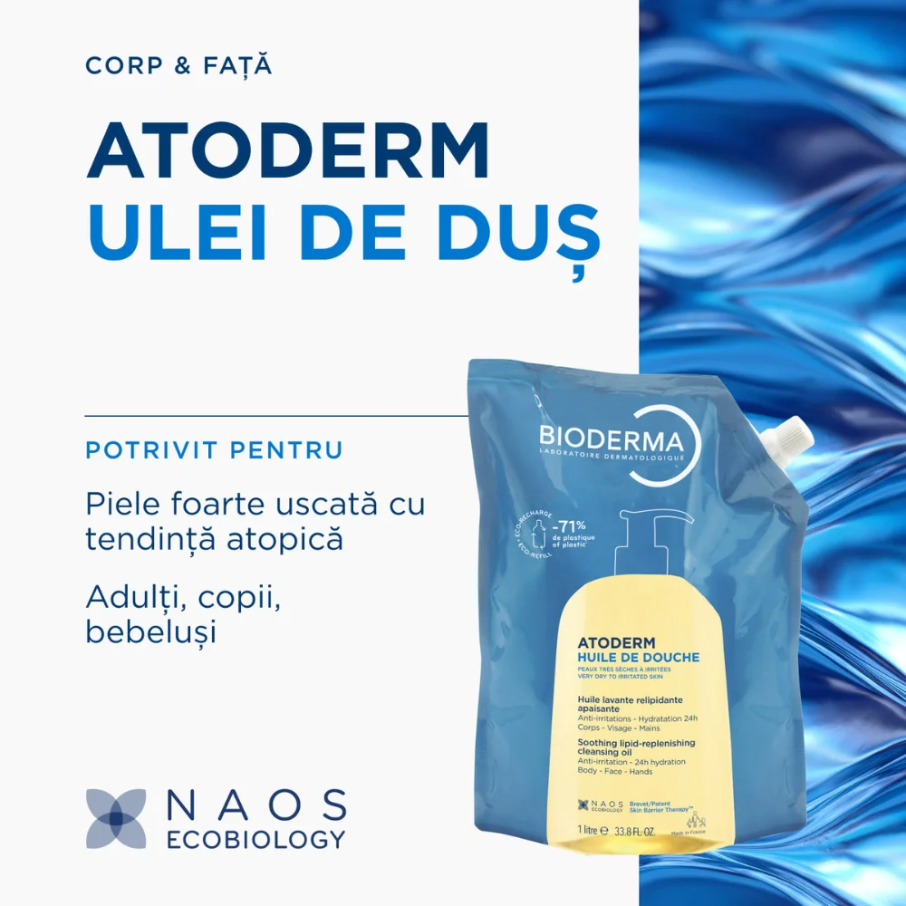 Ulei de dus Eco rezerva Atoderm, 1000ml, Bioderma