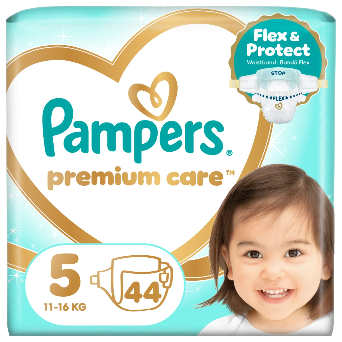Scutece Premium Care Nr.5 11-16kg, 44 bucati, Pampers