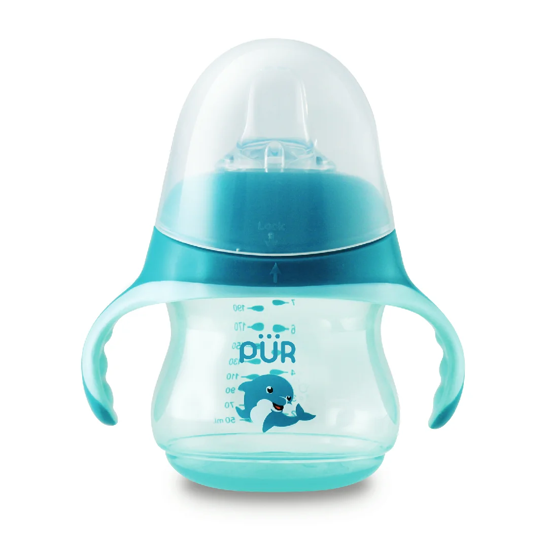 Cana in forma de delfin cu cioc din silicon +6 luni Verde, 230ml, PUR