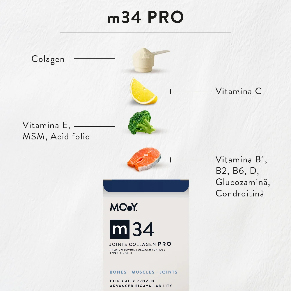 Colagen bovin pentru articulatii cu aroma de capsuni-lime M34, 390g, Molecules of Youth