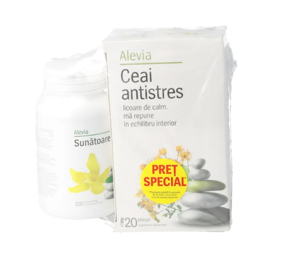 Pachet Sunatoare 100 comprimate + Ceai Antistres 20 plicuri, Alevia