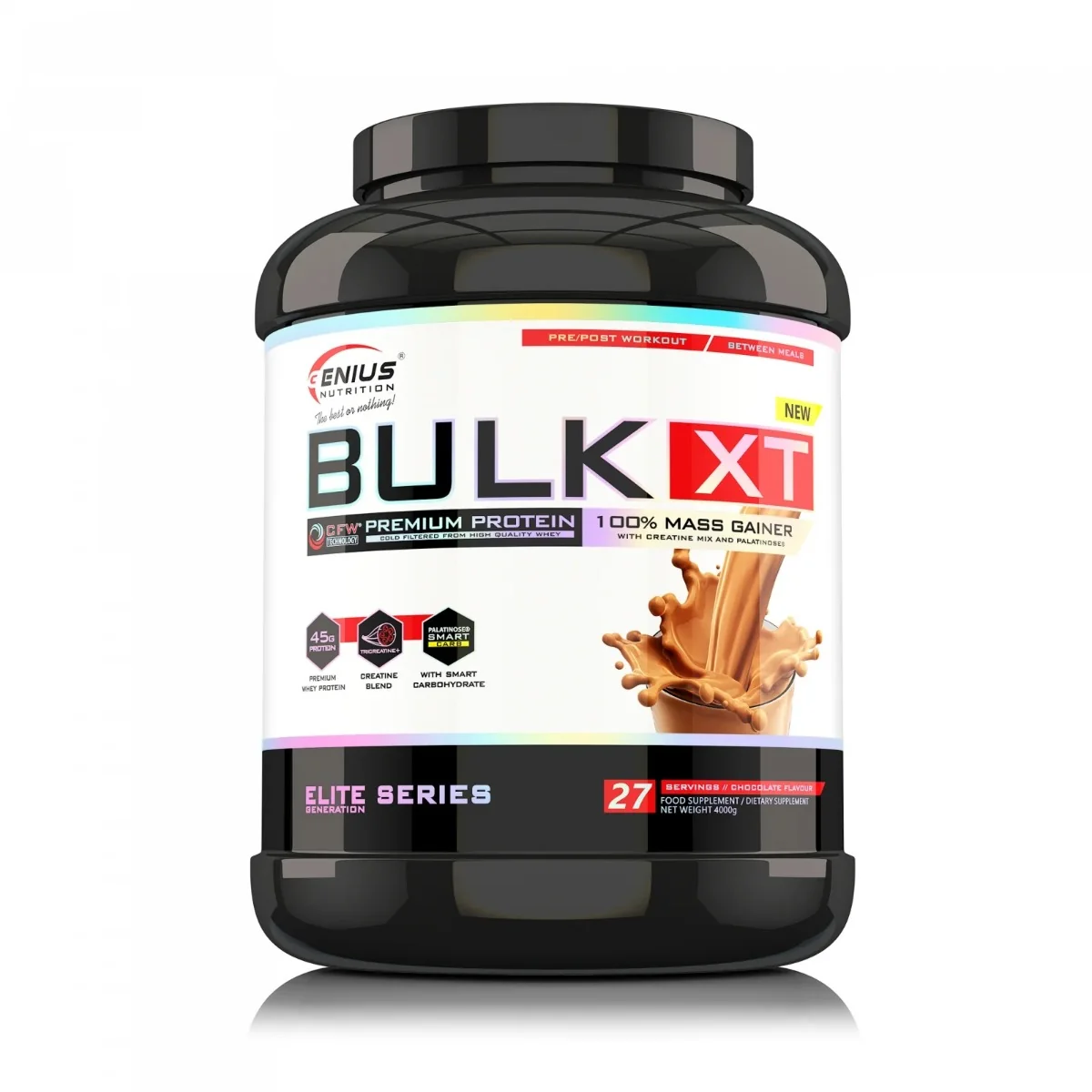 Pudra proteica cu aroma de ciocolata Bulk-XT, 400g, Genius Nutrition