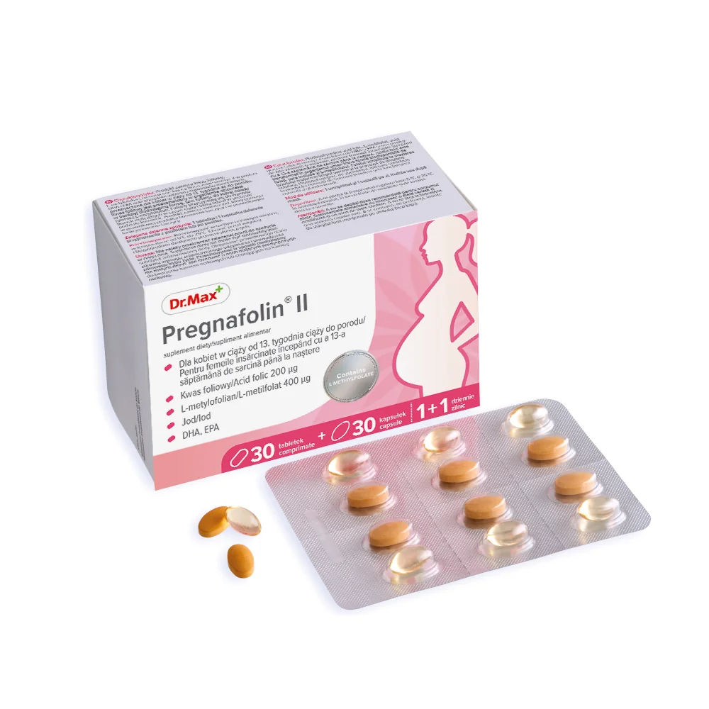 Dr. Max Pregnafolin II, 30 comprimate filmate + 30 capsule moi
