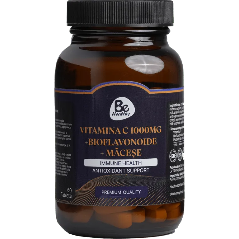 Vitamina C 1000mg + Bioflavonoide + Macese, 60 tablete, Be Healthy