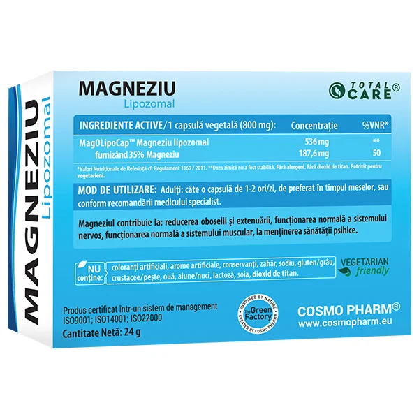 Magneziu Lipozomal, 30 capsule vegetale, Cosmopharm