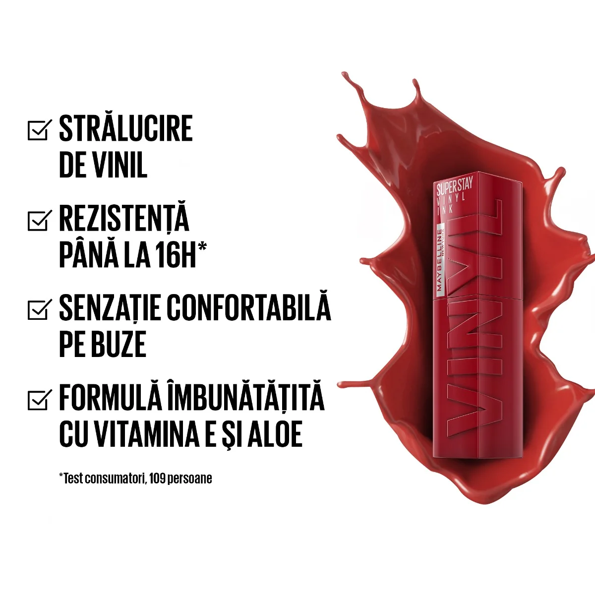 Ruj lichid rezistent cu stralucire de vinil Superstay Ink 10 Lippy, 4.2ml, Maybelline