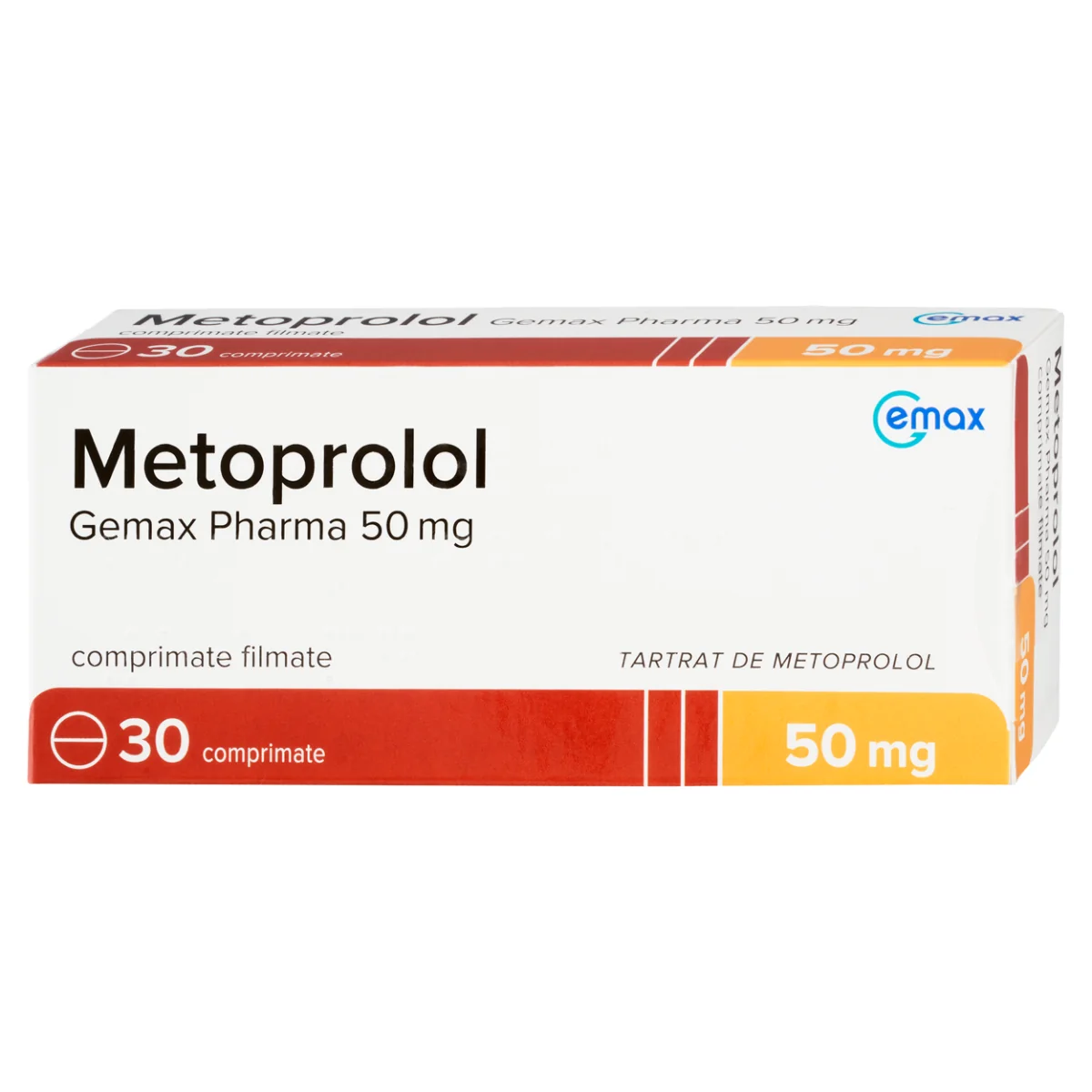 Metoprolol 50mg, 30 comprimate filmate, Gemax