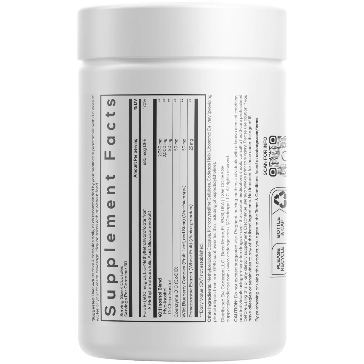 Liposomal Ovarian Inositol+ Myo-Inozitol Ovarian cu Coenzima Q10, 120 capsule, CodeAge