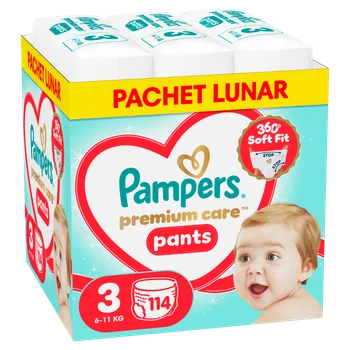 Scutece-chilotel Premium Care Pants XXL Box Marimea 3 pentru 6-11 kg, 114 bucati, Pampers
