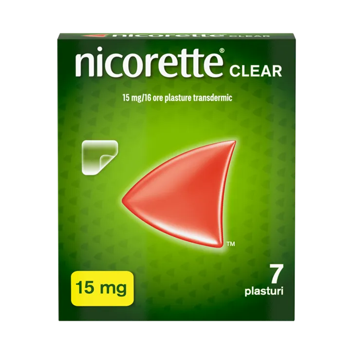 Prezentare Nicorette Clear 7 plasturi Prezentare Nicorette Clear 7 plasturi