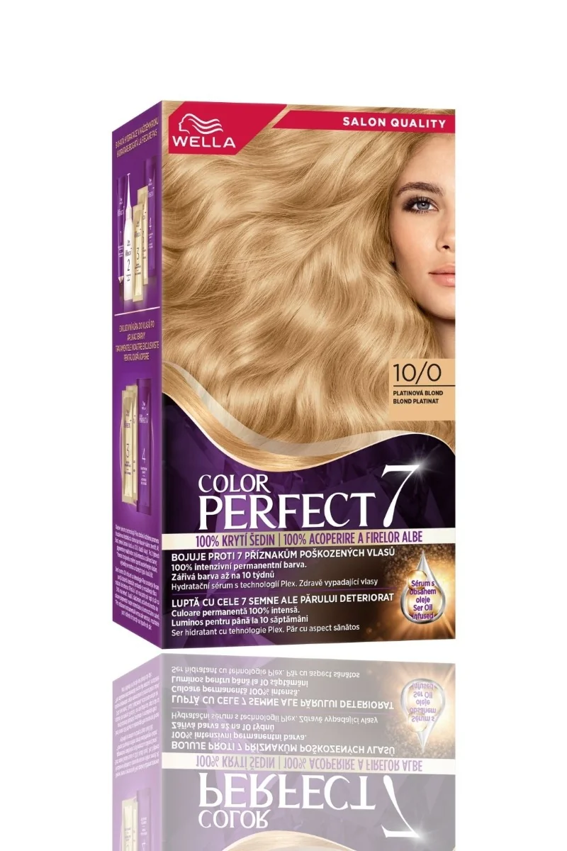 Vopsea de par permanenta Blond Platinat 10/0 Color Perfect, 135ml, Wella
