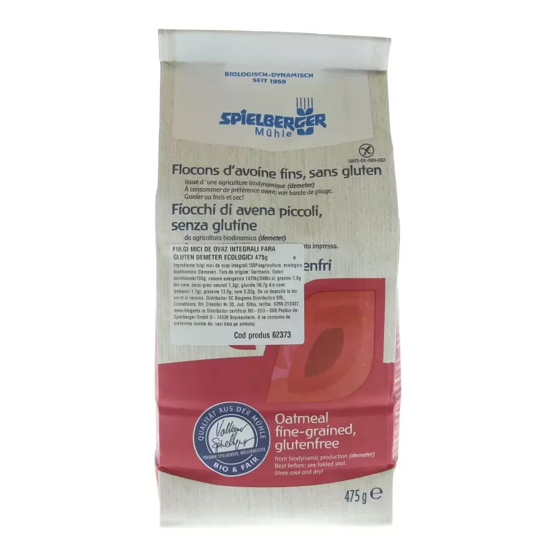 Fulgi mici de ovaz integrali Eco fara gluten Demeter, 475g, Spielberger