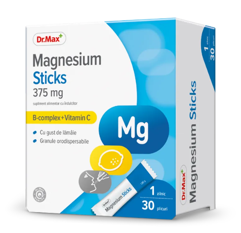 Dr.Max Magnesium Sticks 375mg, 30 pliculete orodispersabile