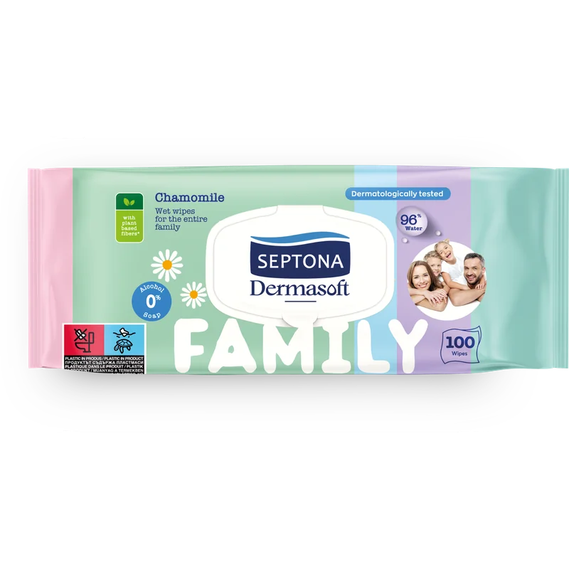 Servetele cu capac Family Dermasoft, 100 bucati, Septona