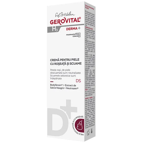 Crema pentru piele cu roseata si scuame H3 Derma+, 50ml, Gerovital 